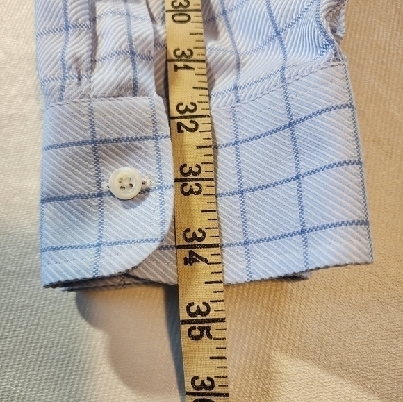 Coppley Men's Blue Check Pattern Button Down Point Collar Tailor Made Shirt - Picture 13 of 16